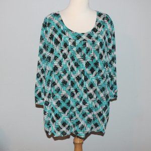Covington Woman 24W 26W Lined Shirt Top Teal Black